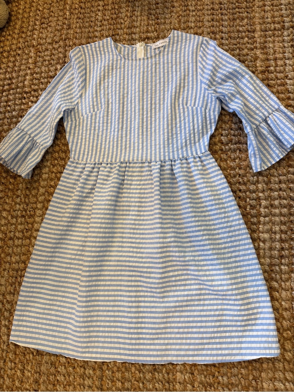 Classic Blue & White Striped Women’s Dress - Lightweight Seersucker